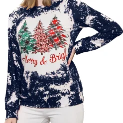 VVNTY Christmas Sweatshirts For Women Xmas Shirt Leopard Graphic Color Block Christmas Snowflake Print Long Sleeve Top -Xmas Mart Sales 710GqzvtlQL. AC UL1500