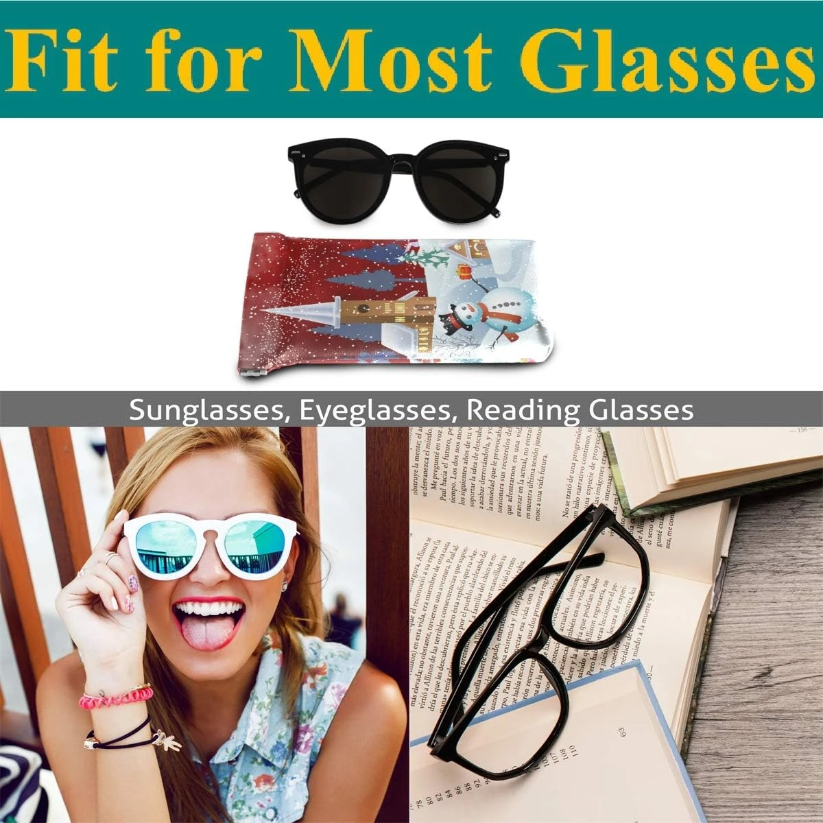 Glasses Pouch Eyeglasses Case - Christmas Night Santa Snowman Moon Squeeze Top Sunglasses Pouch Portable Eyewear Sleeve For Men Women 7 Glasses Pouch Eyeglasses Case - Christmas Night Santa Snowman Moon Squeeze Top Sunglasses Pouch Portable Eyewear Sleeve For Men Women - Image 5