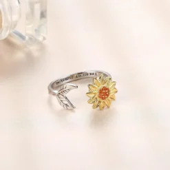 Jewenova Sterling Silver Sunflower Fidget Ring For Girls, You Are My Sunshine Stress Relieving Ring, Christmas Jewelry Gift For Women Teen Girls -Xmas Mart Sales 711kRNv 8nL. AC UL1500