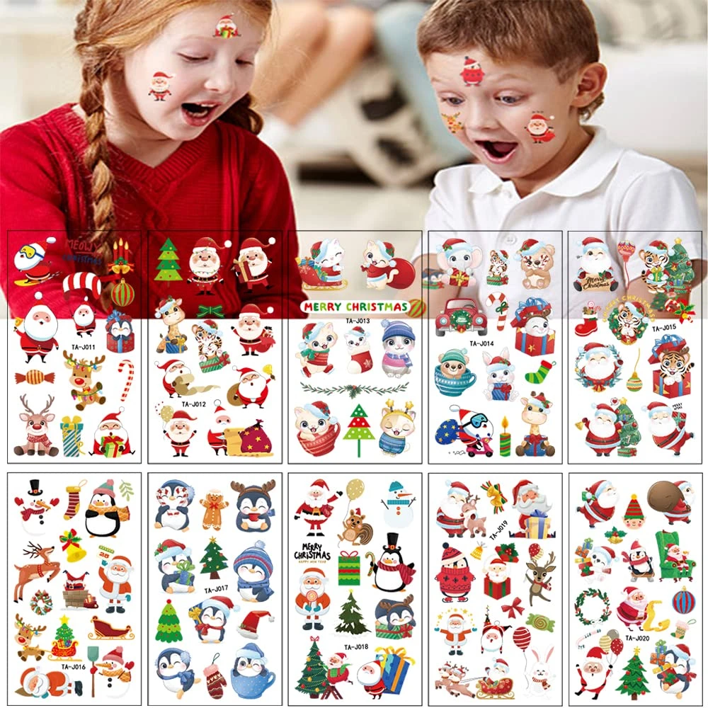 Christmas Temporary Tattoo Santa Claus Kids Tattoo Stickers 116 Pieces Waterproof Reindeer Candy Tree Socks Fake Tattoos Decoration For Girls Christmas Gift Makeup Party Face Body Tattoo Accessories 4 Christmas Temporary Tattoo Santa Claus Kids Tattoo Stickers 116 Pieces Waterproof Reindeer Candy Tree Socks Fake Tattoos Decoration For Girls Christmas Gift Makeup Party Face Body Tattoo Accessories - Image 2