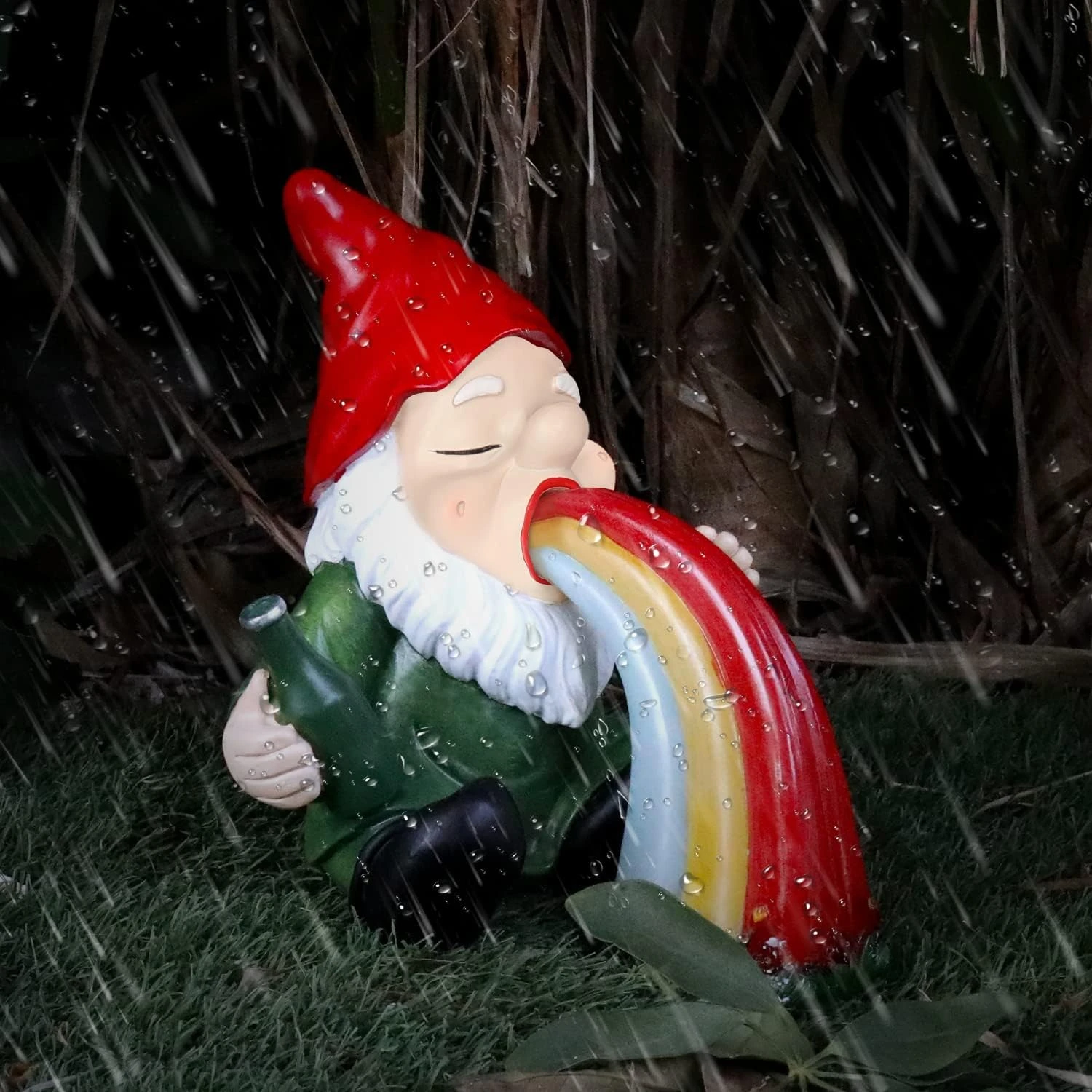 HUNTHAWK Solar Garden Gnome Statue, Gnome Is Spitting Rainbow In Your Garden, Funny Statue For Outdoor Decor, Unique Figurine For Patio Yard Art, Gift For Housewarming Birthday Christmas 6 HUNTHAWK Solar Garden Gnome Statue, Gnome Is Spitting Rainbow In Your Garden, Funny Statue For Outdoor Decor, Unique Figurine For Patio Yard Art, Gift For Housewarming Birthday Christmas - Image 4