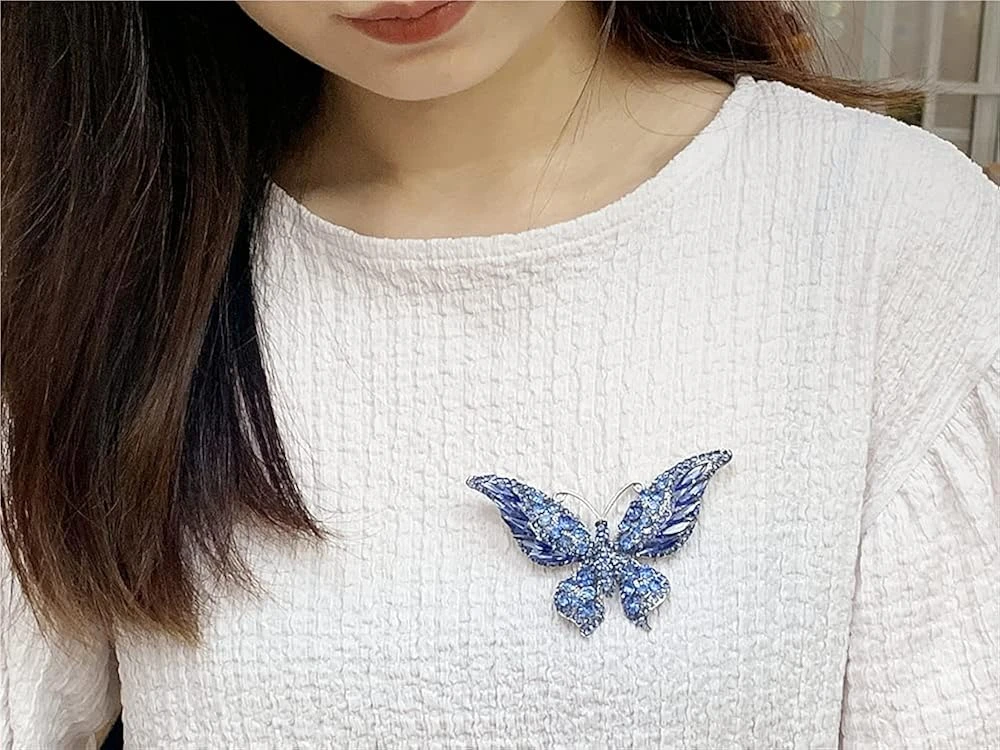 Rhinestone Butterfly Brooch Pin For Women Girls Fashion Exquisite Big Blue Crystal Empress Monarch Winged Brooches Lapel Pins Elegant Dress Accessories Wedding Christmas Birthday Jewelry Gift 4 Rhinestone Butterfly Brooch Pin For Women Girls Fashion Exquisite Big Blue Crystal Empress Monarch Winged Brooches Lapel Pins Elegant Dress Accessories Wedding Christmas Birthday Jewelry Gift - Image 2