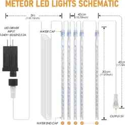 FYYZY Christmas Lights Meteor Shower Rain Light Falling Rain Lights With 8 Tubes 288 LEDs Waterproof Icicle Snow Fall String Lights For Party Tree Home Patio Outdoor Decoration -Xmas Mart Sales 713Il2kDcyL. AC SL1500