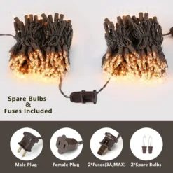 ODEETRONIC Clear Christmas Lights String, 21.63ft 100 Count Incandescent Brown Wire String Lights, UL Certified Outdoor Christmas Lights, Connectable Indoor Tree Lights For Wedding Party, Warm White -Xmas Mart Sales 713LIZjz54L. AC SL1500