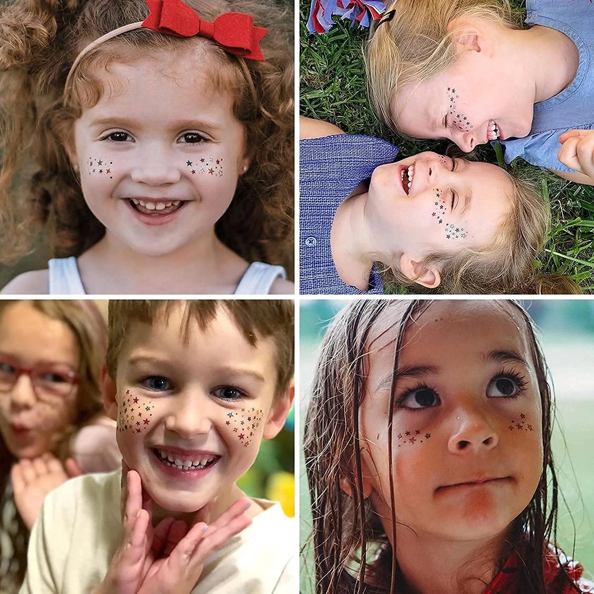 Small Temporary Tattoos Set 6 Sheets Kids Fake Face Stickers Star Flower Art Tattoos Kit Girls Women Boys Adult Teens Toddlers Patriotic Freckle Christmas Birthday Party Favor Supplies Gift 4 Small Temporary Tattoos Set 6 Sheets Kids Fake Face Stickers Star Flower Art Tattoos Kit Girls Women Boys Adult Teens Toddlers Patriotic Freckle Christmas Birthday Party Favor Supplies Gift - Image 2