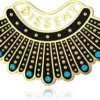 AOBOCO 925 Sterling Silver Ruth Bader Ginsburg RBG Pin Feminist Pins Brooch With Austrian Crystal Dissent Collar Pin Christmas Jewelry For Women Fans, Enamel Lapel Pins For Backpacks