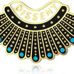AOBOCO 925 Sterling Silver Ruth Bader Ginsburg RBG Pin Feminist Pins Brooch With Austrian Crystal Dissent Collar Pin Christmas Jewelry For Women Fans, Enamel Lapel Pins For Backpacks
