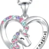 UNGENT THEM You Are Magical Unicorn Necklace For Girls Crystal Heart Pendant Necklaces Unicorn Jewelry Gifts For Girls Daughter Granddaughter Niece Birthday Christmas