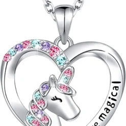 UNGENT THEM You Are Magical Unicorn Necklace For Girls Crystal Heart Pendant Necklaces Unicorn Jewelry Gifts For Girls Daughter Granddaughter Niece Birthday Christmas