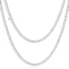 Luxfine 3mm Tennis Necklace For Women & Men, 14K White Gold Plated Cuban Link Chain 5A+ Cubic Zirconia Iced Out Choker Diamond Hip Hop Jewelry, Birthday Wedding Christmas Mother's Day Gift (with Box & Pouch)