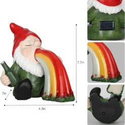 HUNTHAWK Solar Garden Gnome Statue, Gnome Is Spitting Rainbow In Your Garden, Funny Statue For Outdoor Decor, Unique Figurine For Patio Yard Art, Gift For Housewarming Birthday Christmas 15 HUNTHAWK Solar Garden Gnome Statue, Gnome Is Spitting Rainbow In Your Garden, Funny Statue For Outdoor Decor, Unique Figurine For Patio Yard Art, Gift For Housewarming Birthday Christmas -Xmas Mart Sales 715ZwhZweYL. AC SL1500