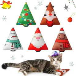 Biubiucat Christmas Catnip Toys Interactive Cats 5PCS Cat Nip Toy/Kitten Chew Plush Gift/Best Play Kick Stuff/Kitty Stuffed Teething Pillow/Cute And Soft Dental Gifts For Indoor Kittens
