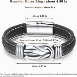 HNLUGF Leather Bracelet For Men Boy, Braided Leather Bracelets With Stainless Steel Magnetic Closure Black Bangle Wristband Christmas Back To School Graduation Birthday Gifts For Son -Xmas Mart Sales 716QHn1BXLL. AC UL1500