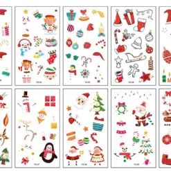 10 Sheets Christmas Temporary Tattoos For Childrens Tattoos,Kids Tattoos,Christmas Makeup Stickers For Children Party Waterproof Fake 3D Tattoos For Children's Gifts Xmas Holiday Party Favors (Xmas Luminous)