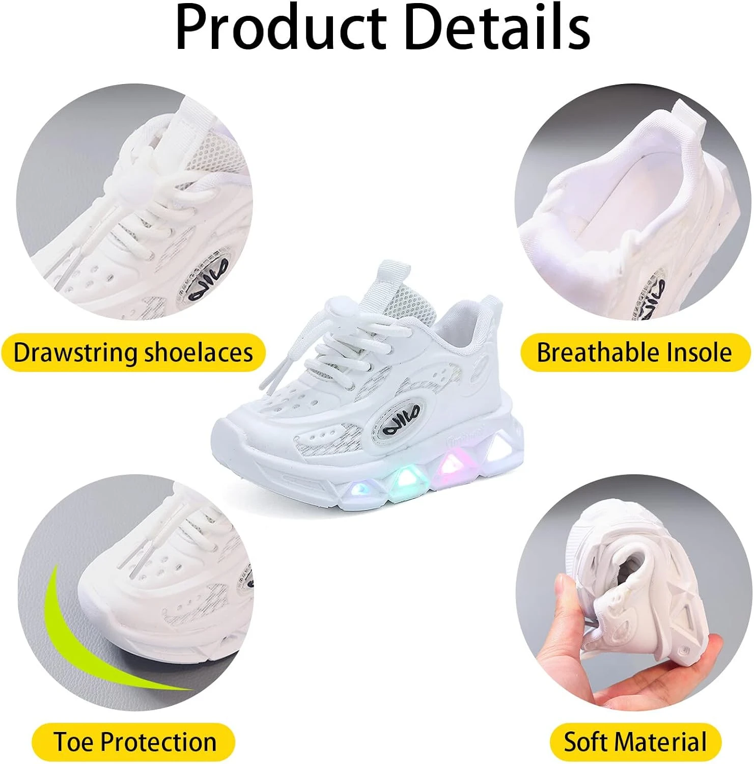 Lymeral Kids Light Up Shoes Led Flash Sneakers, Lightweight Mesh Breathable Kids Shoes With Led For Christmas Birthday Toddler Show Gift 5 Lymeral Kids Light Up Shoes Led Flash Sneakers, Lightweight Mesh Breathable Kids Shoes With Led For Christmas Birthday Toddler Show Gift - Image 3