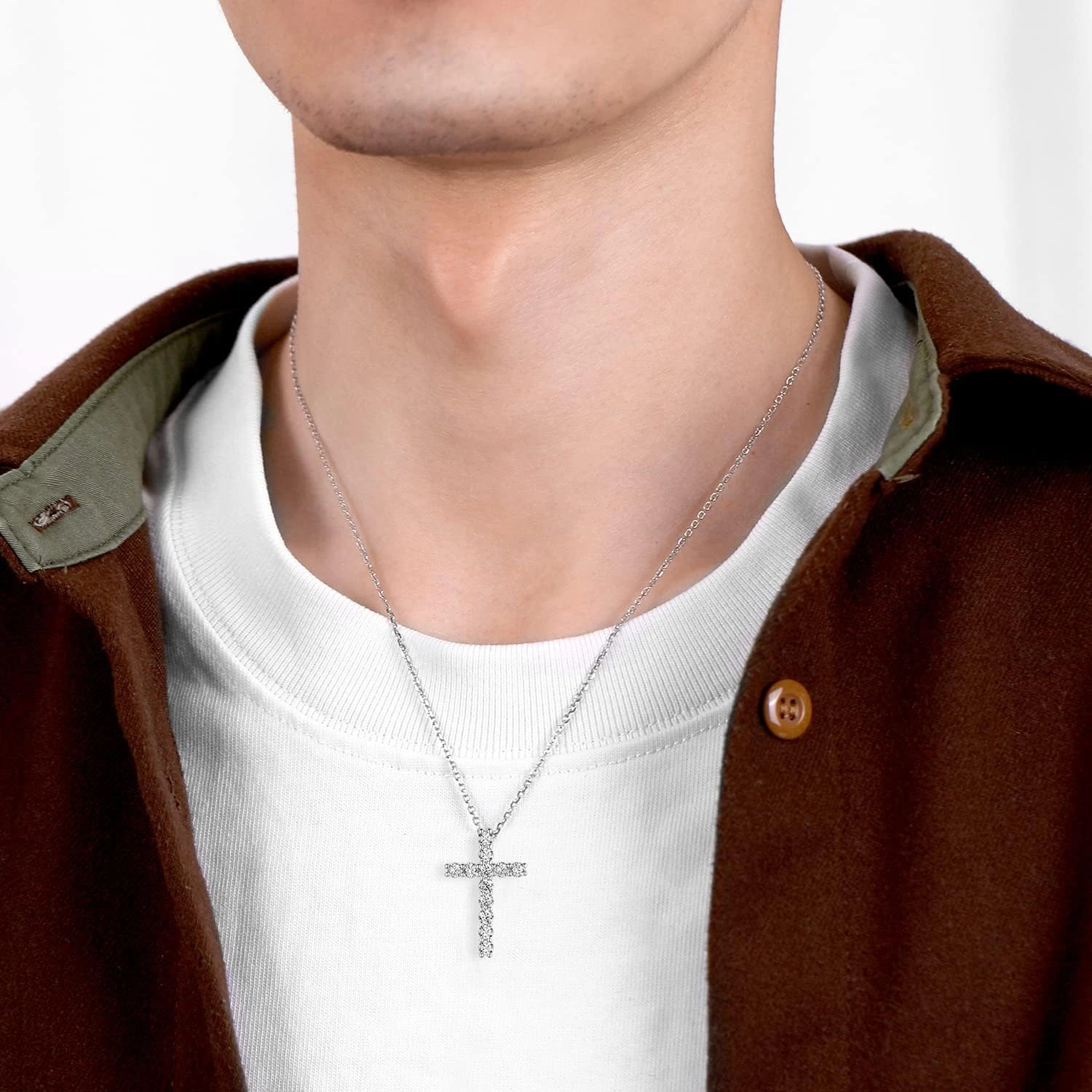 MomentWish Cross Necklace Silver, Christian Gifts For Women Men, Moissanite Necklace For Him, 925 Sterling Silver Cross Necklace Birthday Fathers Day Christmas Gifts 10 MomentWish Cross Necklace Silver, Christian Gifts For Women Men, Moissanite Necklace For Him, 925 Sterling Silver Cross Necklace Birthday Fathers Day Christmas Gifts - Image 8