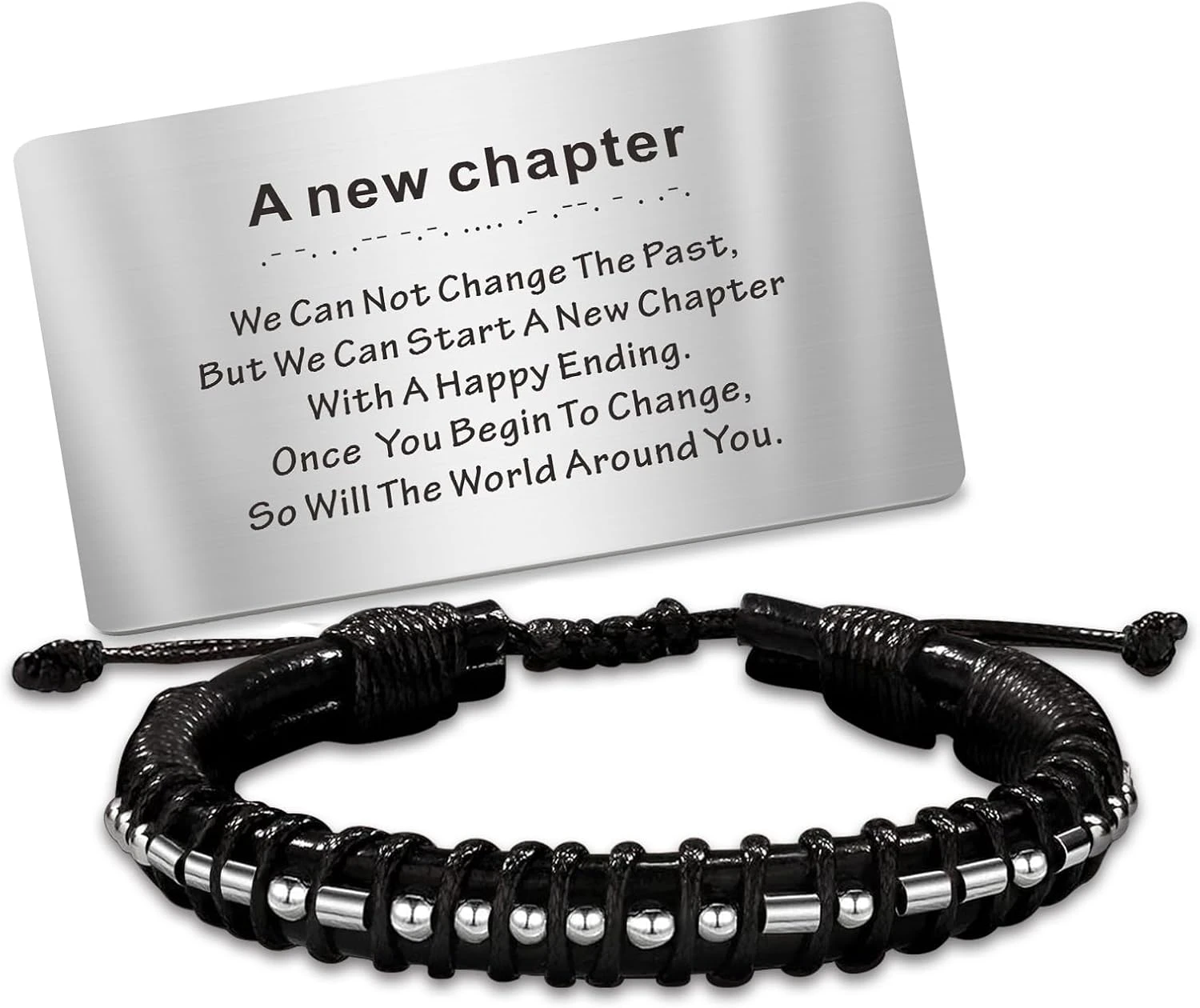 TOLOWOBK Inspirational Gifts For Men Morse Code Bracelets, Leather Bracelet For Mens Sobriety Gifts With Wallet Card, Unique Birthday Christmas Gifts For Him Men Dad Son Husband Black Cuff Bangle 3 TOLOWOBK Inspirational Gifts For Men Morse Code Bracelets, Leather Bracelet For Mens Sobriety Gifts With Wallet Card, Unique Birthday Christmas Gifts For Him Men Dad Son Husband Black Cuff Bangle