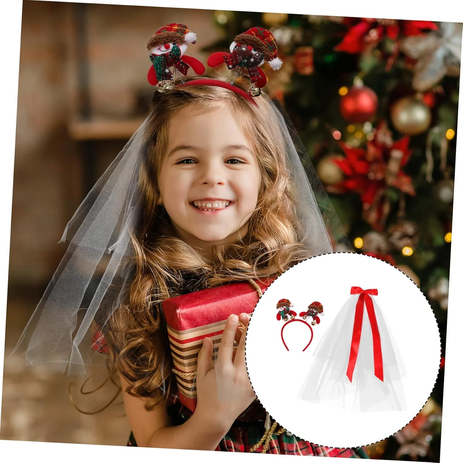 Amosfun 1 Set Veil Bow Tiara For Girls Bride Veils For Wedding Costumes Christmas Costume Accessories Antler Hairband Christmas Veil Mesh Christmas Hair Accessory Girls Veil Headband 8 Amosfun 1 Set Veil Bow Tiara For Girls Bride Veils For Wedding Costumes Christmas Costume Accessories Antler Hairband Christmas Veil Mesh Christmas Hair Accessory Girls Veil Headband - Image 6