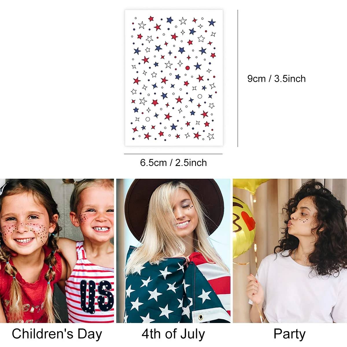 Small Temporary Tattoos Set 6 Sheets Kids Fake Face Stickers Star Flower Art Tattoos Kit Girls Women Boys Adult Teens Toddlers Patriotic Freckle Christmas Birthday Party Favor Supplies Gift 8 Small Temporary Tattoos Set 6 Sheets Kids Fake Face Stickers Star Flower Art Tattoos Kit Girls Women Boys Adult Teens Toddlers Patriotic Freckle Christmas Birthday Party Favor Supplies Gift - Image 6