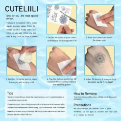 CUTELIILI Semi Permanent Tattoos For Women Girls,Temporary Tattoo Flowers Waterproof & Long-Lasting 1-2 Weeks, Dark Blue Realistic Fake Tattoos Christmas Gift -Xmas Mart Sales 719J3Q0rwPL. SL1500