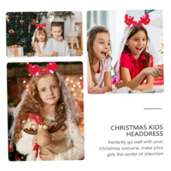 Beavorty 1 Set Veil Bow Bridal Veil Tiara For Girls Hair Accessory For Girls Christmas Headband Fashion Headband Reindeer Costume Headdress Girls Veil Headband Christmas Veil Bow Headdress -Xmas Mart Sales 719MuVALHL. SL1500