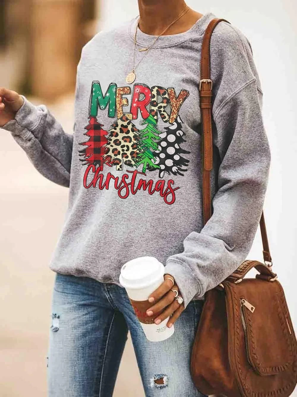 RETSUGO Womens Merry Christmas Sweatshirt Funny Christmas Tree Truck Graphic Pullover Casual Blouse Tops 4 RETSUGO Womens Merry Christmas Sweatshirt Funny Christmas Tree Truck Graphic Pullover Casual Blouse Tops - Image 2