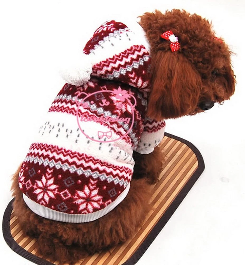 ZUNEA Velvet Small Dog Cat Coat Jacket Hooded Warm,Puppy Christmas Sweater Xmas Costume Pet Winter Jumper Soft Chihuahua Clothes Apparel Red L 6 ZUNEA Velvet Small Dog Cat Coat Jacket Hooded Warm,Puppy Christmas Sweater Xmas Costume Pet Winter Jumper Soft Chihuahua Clothes Apparel Red L - Image 4