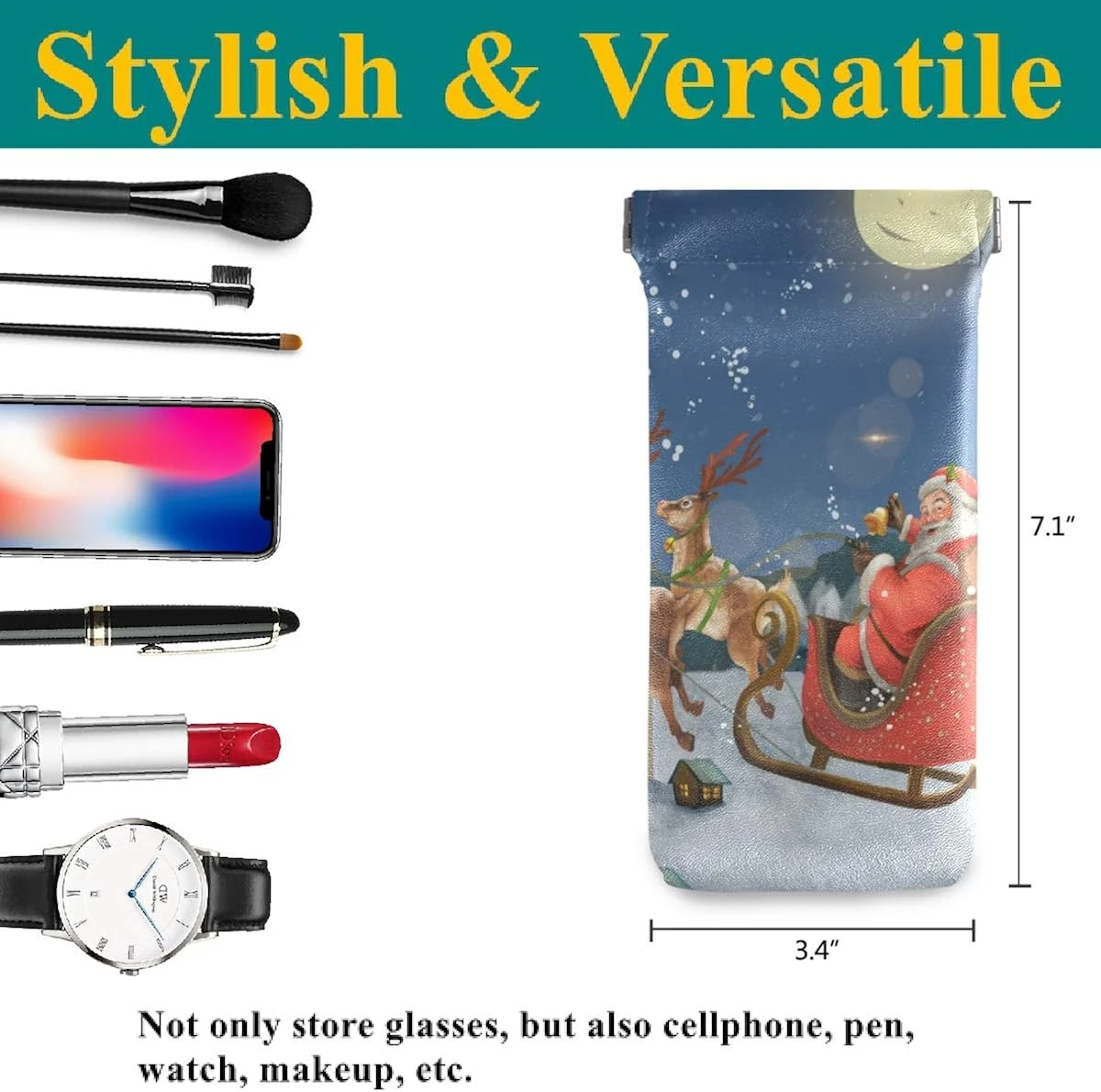 Glasses Pouch Eyeglasses Case - Santa Claus Merry Christmas Squeeze Top Sunglasses Pouch Portable Anti-Scratch Eyeglasses Bag For Women Men 4 Glasses Pouch Eyeglasses Case - Santa Claus Merry Christmas Squeeze Top Sunglasses Pouch Portable Anti-Scratch Eyeglasses Bag For Women Men - Image 2