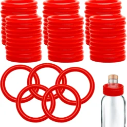 60PCS Plastic Ring Toss, 1.5 Inch Red Ring Toss Rings For Carnival Christmas Halloween Party, Ring Toss Game Throw A Ring Toss On The Bottle Game (Red)