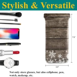 Glasses Case Eyeglasses Pouch - Wooden Christmas Snowflakes Squeeze Top Sunglasses Pouch Portable Eyewear Sleeve For Women Men -Xmas Mart Sales 71BCkxP7evL. AC UL1200