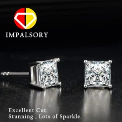 Princess Cut Moissanite Stud Earrings For Women Men, 18K White Gold Plated S925 Sterling Silver D Color VVS1 Clarity 0.3ct-3ct Lab Created Diamond Earrings Promise Birthday Christmas Gift -Xmas Mart Sales 71BIXWrROAL. AC UL1500