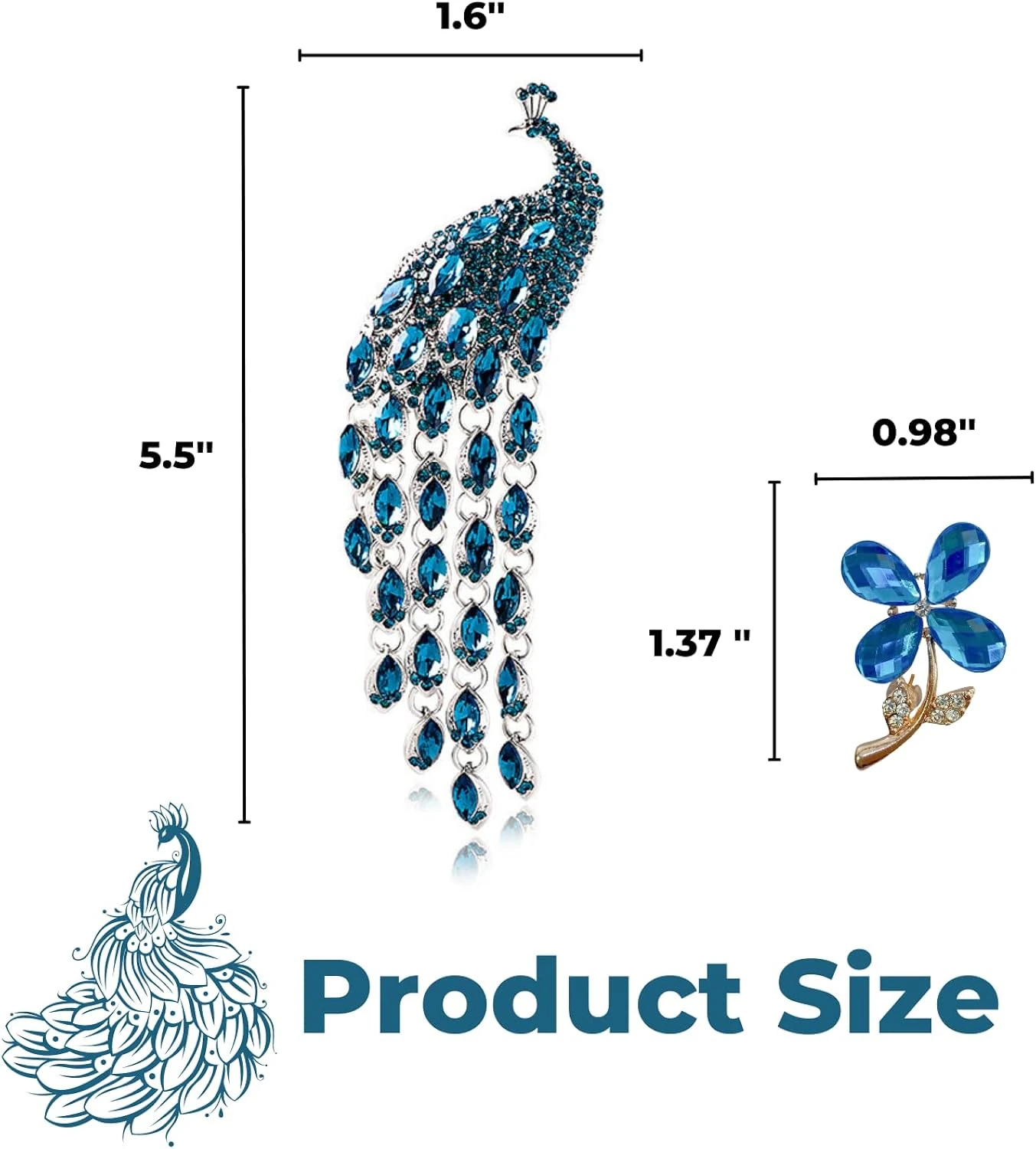 GENERIC FABMODE Rhinestone Peacock Brooch Pin, Handmade Exquisite Exaggerated Jewelry Big Blue Green Crystal Bird Animal Brooches Lapel Collar Suit Shirt Coat Pins Elegant Dress Accessories Wedding Christmas Birthday Valentine Jewelry Gift For Women Fashion Girls Mom Girlfriend (B) 4 GENERIC FABMODE Rhinestone Peacock Brooch Pin, Handmade Exquisite Exaggerated Jewelry Big Blue Green Crystal Bird Animal Brooches Lapel Collar Suit Shirt Coat Pins Elegant Dress Accessories Wedding Christmas Birthday Valentine Jewelry Gift For Women Fashion Girls Mom Girlfriend (B) - Image 2