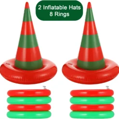 10 Pieces Christmas Inflatable Ring Toss Game, Includes 2 Pieces Inflatable Witch Hat 8 Pieces Inflatable Ring, Hat Ring Toss Game Set For Christmas Party Decoration Supplies Accessories -Xmas Mart Sales 71BXYAZyC0L. AC SL1500