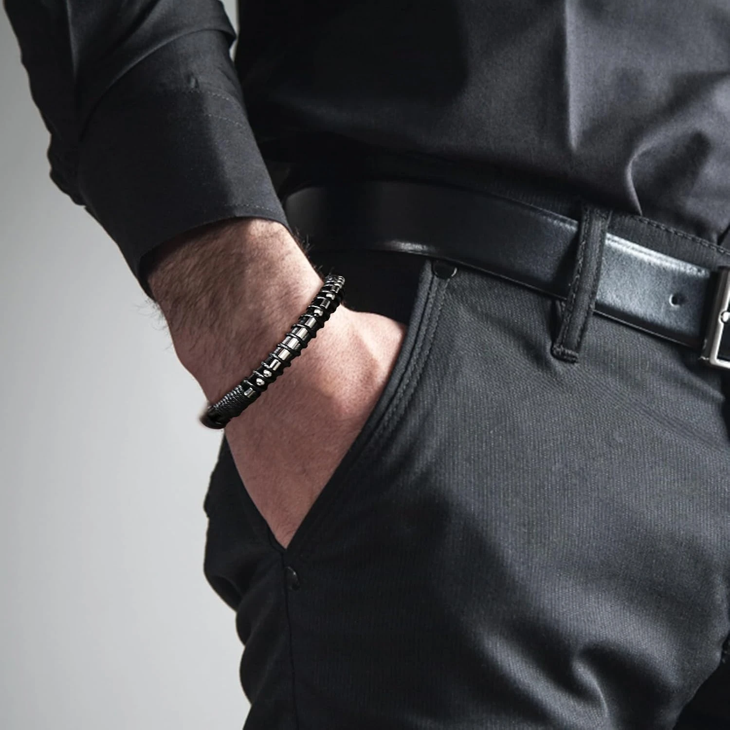 TOLOWOBK Inspirational Gifts For Men Morse Code Bracelets, Leather Bracelet For Mens Sobriety Gifts With Wallet Card, Unique Birthday Christmas Gifts For Him Men Dad Son Husband Black Cuff Bangle 5 TOLOWOBK Inspirational Gifts For Men Morse Code Bracelets, Leather Bracelet For Mens Sobriety Gifts With Wallet Card, Unique Birthday Christmas Gifts For Him Men Dad Son Husband Black Cuff Bangle - Image 3