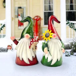 HONGLAND Metal Gnome Yard Art Outdoor Garden Gnome Statue 18 Inch Gnome Figurine Decorative Stakes For Holiday Christmas Lawn Patio Yard Garden Decor-2 PCS -Xmas Mart Sales 71CBffVy0ML. AC SL1500