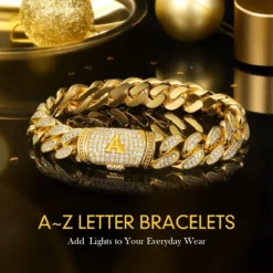 ETEVON Cuban Link Initial Bracelet For Men Gold Plated Hip Hop Mens Jewelry Gift For Boyfriend Birthday Christmas Anniversary Valentines Day Diamond Gold Chain Jewelry Gifts For Men Husband Boy Son Dad -Xmas Mart Sales 71CLRNxEzLL. AC UL1200