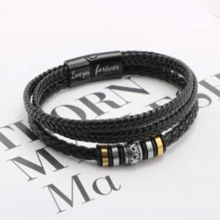 Leather Bracelet For Men Multi-Layer Braided Leather Bracelet With Clasp Black Inspirational Bangle Bracelet Wristband Christmas Birthday Valentine's Day Gifts For Boyfriend Husband Dad Brother Son Grandson -Xmas Mart Sales 71COYDPs6mL. AC UL1500