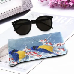 OTVEE Winter Christmas Yellow Birds Sunglasses Bag Eyeglass Case Large Soft PU Leather Glasses Pouch Storage Bag Holder Squeeze Top Portable Sunglasses Case Gadgets Sleeve Bag For Women Men Kids Girls -Xmas Mart Sales 71CwO5TCHFL. AC UL1500