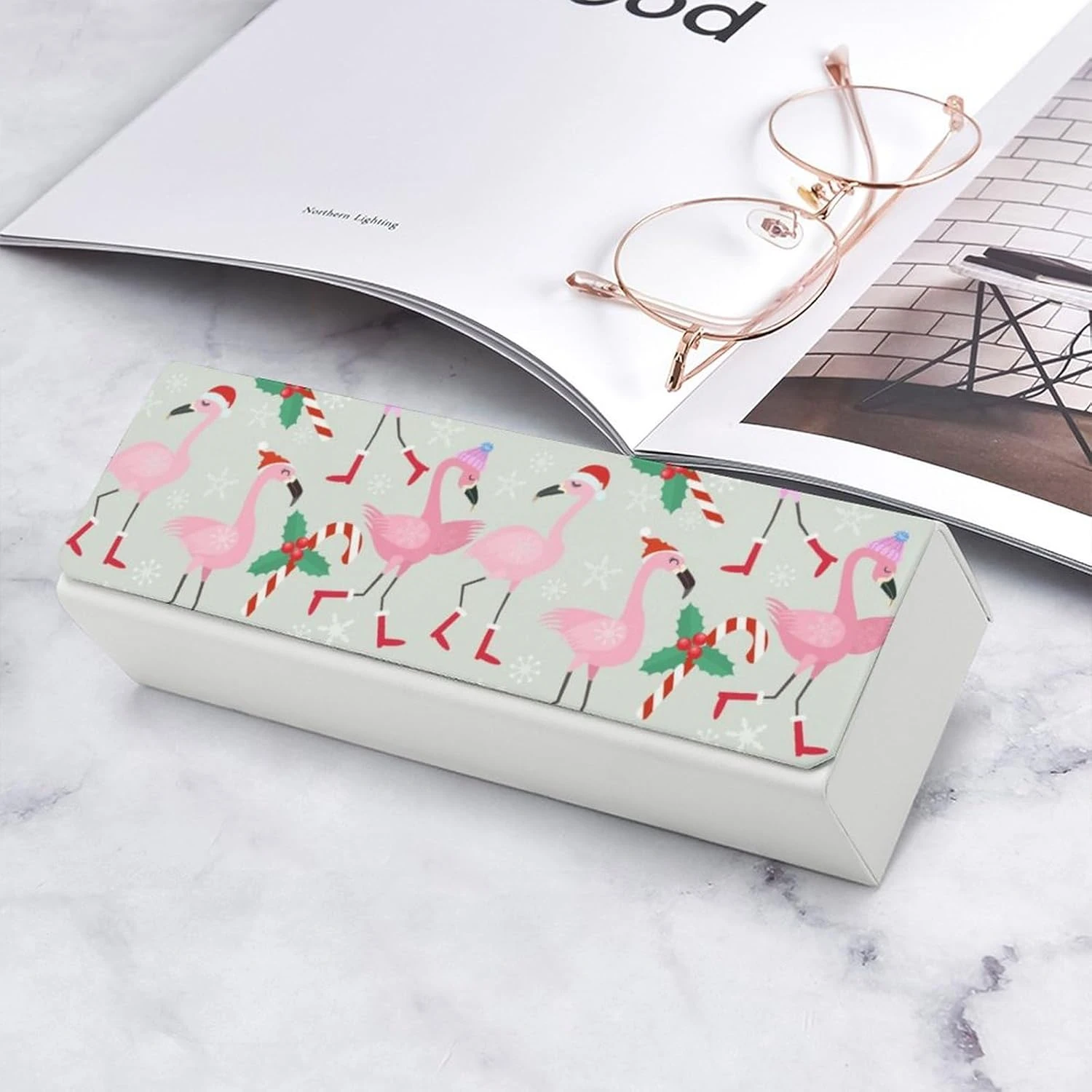 Christmas Santa Flamingo Unisex Glasses Case Portable Fashion Protective Box Eye Glasses Holder Container 9 Christmas Santa Flamingo Unisex Glasses Case Portable Fashion Protective Box Eye Glasses Holder Container - Image 7