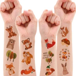 GENERIC 8 Sheets (96PCS) Woodland Temporary Tattoos Birthday Party Supplies Decorations Tattoos Stickers Super Cute Fall Party Favors Kids Girls Boys Gifts Classroom School Prizes Themed Christmas -Xmas Mart Sales 71E2z CC9kL. AC SL1500