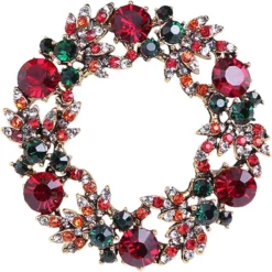 Gyn&Joy Christmas Floral Wreath Gift Brooch Pin