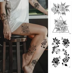 Aresvns Sexy Flower Temporary Tatttoos Realistic For Women,Black Lasting Waterproof Fake Tattoos For Adults Christmas Gift -Xmas Mart Sales 71ERM4dnWL. SL1500