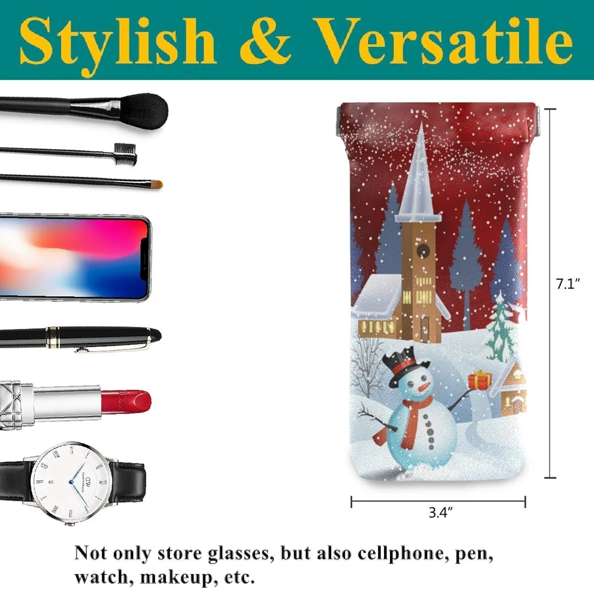 Glasses Pouch Eyeglasses Case - Christmas Night Santa Snowman Moon Squeeze Top Sunglasses Pouch Portable Eyewear Sleeve For Men Women 4 Glasses Pouch Eyeglasses Case - Christmas Night Santa Snowman Moon Squeeze Top Sunglasses Pouch Portable Eyewear Sleeve For Men Women - Image 2
