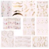 Lurrose 10pcs Halloween Face Temporary Tattoo Sticker Gold Metallic Temporary Transfer Tattoo Freckle Sticker Waterproof For Halloween Christmas Stage Masquerade (Mixed Pattern)