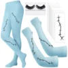 Didaey Night Before Christmas Costume Accessories Include 20 Sheets Halloween Scars Stitches Tattoos Solid Colored Opaque Footed Tights Arm Compression Sleeves Halloween False Lashes For Women -Xmas Mart Sales 71Gh7nd9uJL. SL1500