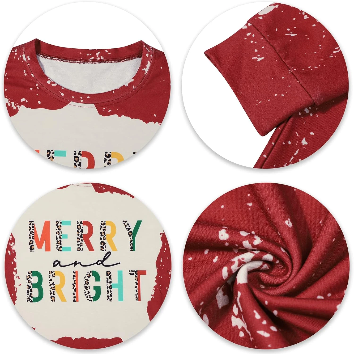 MOUSYA Christmas T-Shirt Women Merry Bright Colorful Letter Printed Sweatshirt Casual Long Sleeve Round Neck Pullover Tops 6 MOUSYA Christmas T-Shirt Women Merry Bright Colorful Letter Printed Sweatshirt Casual Long Sleeve Round Neck Pullover Tops - Image 4