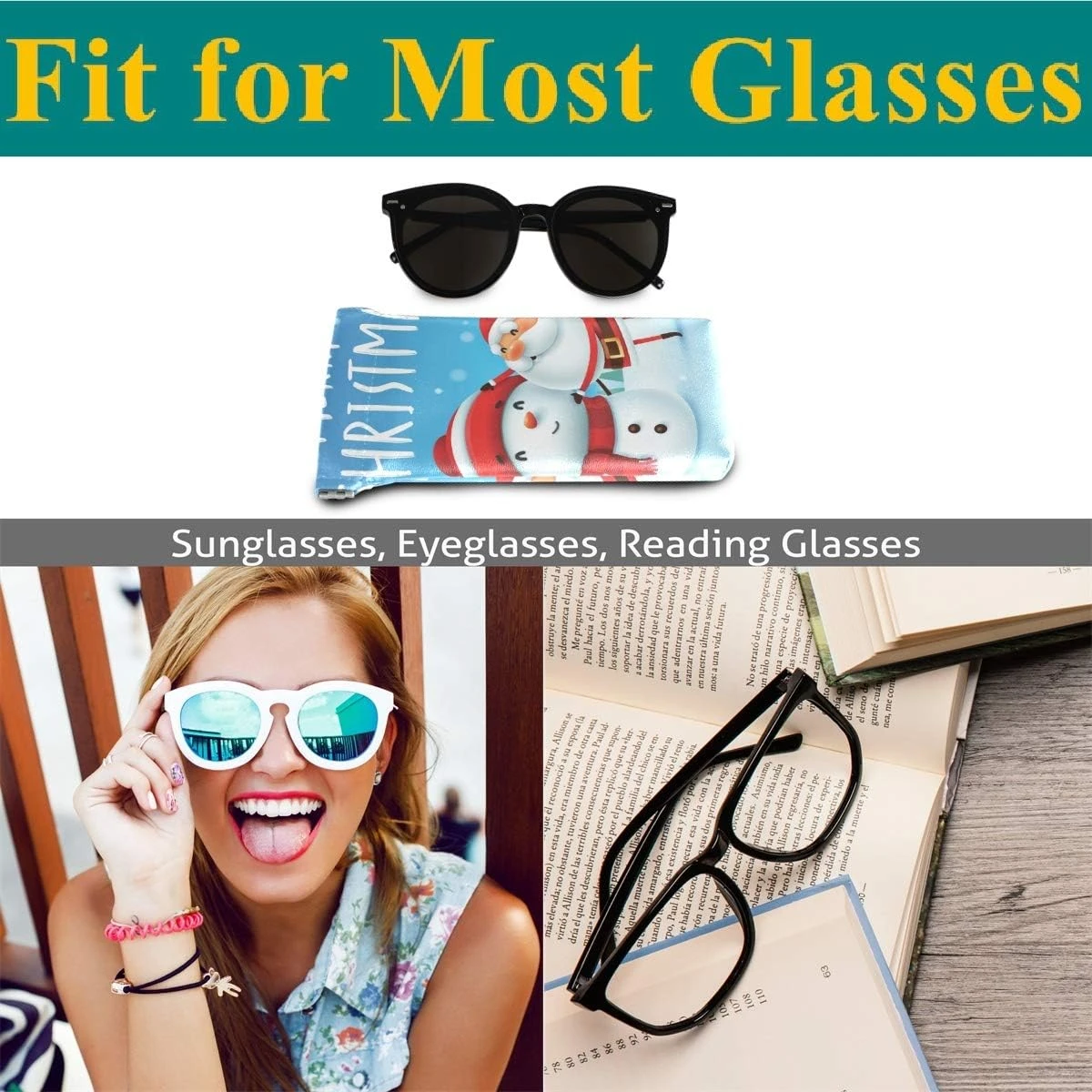 Glasses Pouch Eyeglasses Case - Christmas Santa Claus Snowman Squeeze Top Sunglasses Pouch Portable Microfiber Pouch For Women 7 Glasses Pouch Eyeglasses Case - Christmas Santa Claus Snowman Squeeze Top Sunglasses Pouch Portable Microfiber Pouch For Women - Image 5