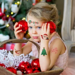 100 Pieces Christmas Temporary Tattoos For Kids, 20 Sheets Stocking Stuffers Santa Claus Christmas Tree Snowman Waterproof Tattoos Stickers For Christmas Holiday Birthday Party Decorations -Xmas Mart Sales 71I7KlEKN L. SL1400