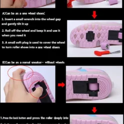 Nsasy Kids Roller Shoes Boy Girl Sneakers With Wheels Become Sport Sneaker With Led For Christmas Birthday Children Show Gift -Xmas Mart Sales 71IM ye t8L. AC UL1406