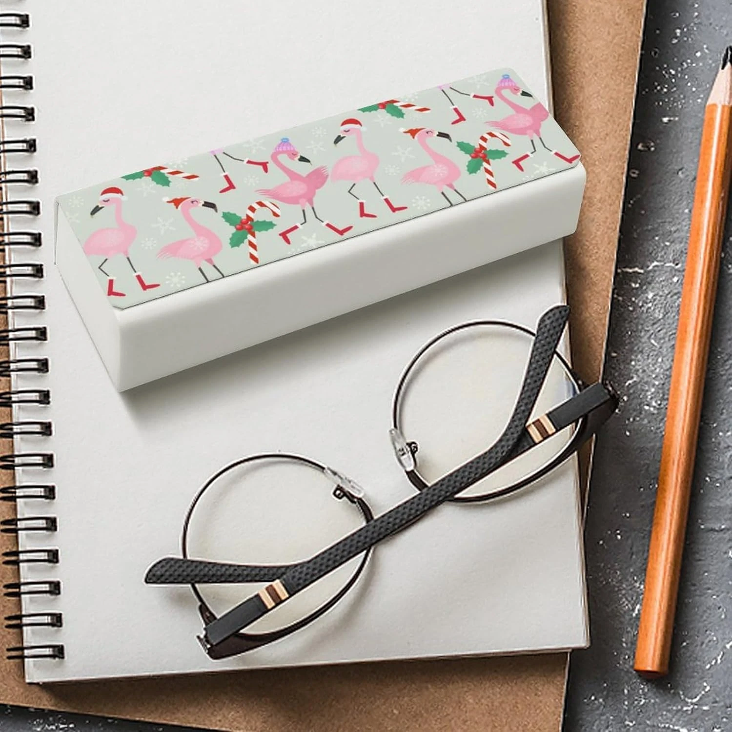 Christmas Santa Flamingo Unisex Glasses Case Portable Fashion Protective Box Eye Glasses Holder Container 6 Christmas Santa Flamingo Unisex Glasses Case Portable Fashion Protective Box Eye Glasses Holder Container - Image 4